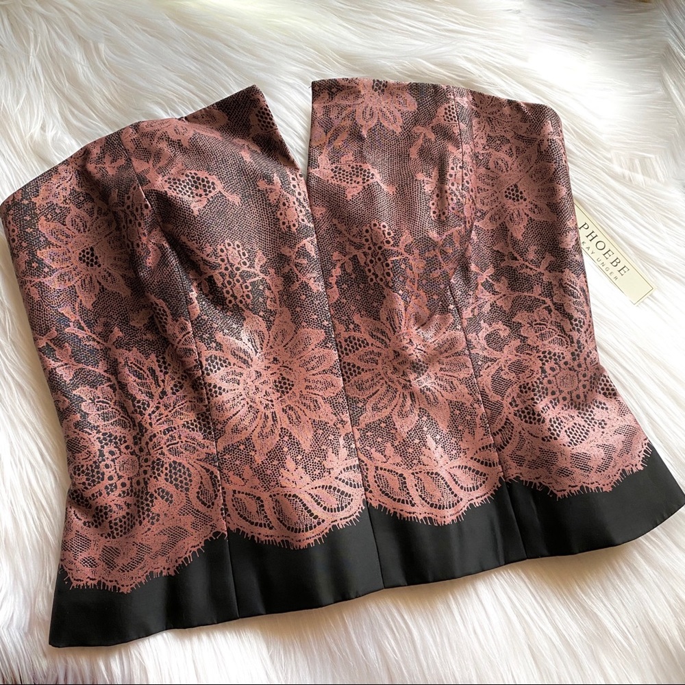 NWT Phoebe Couture Kay Unger Pink and Black Corset Top